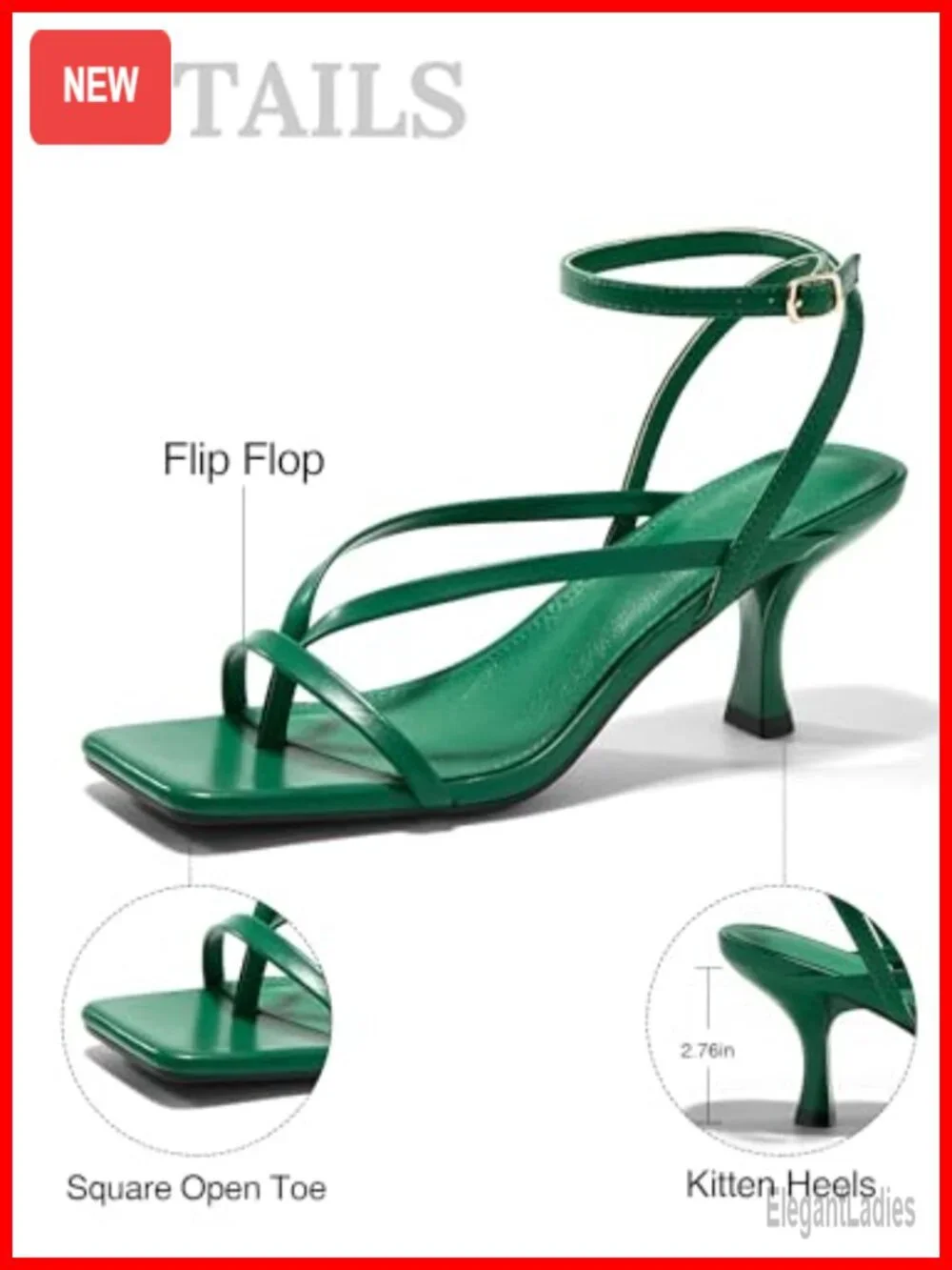 Faux Leather Lace Up Square Toe Kitten Heel Sandals